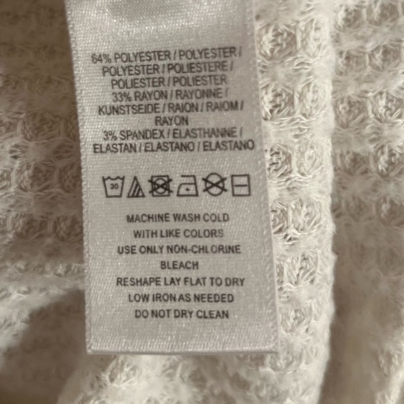 We The Free Free People White/Ivory Waffle Cowl Neck Top Size Small - Picture 7 of 8